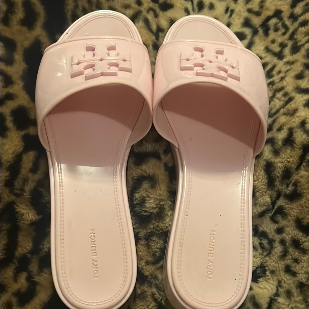 Tory Burch Pink Geometric Slide Sandals